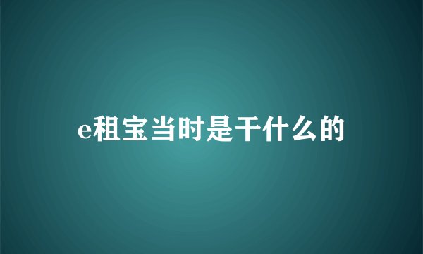 e租宝当时是干什么的