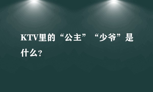 KTV里的“公主”“少爷”是什么？
