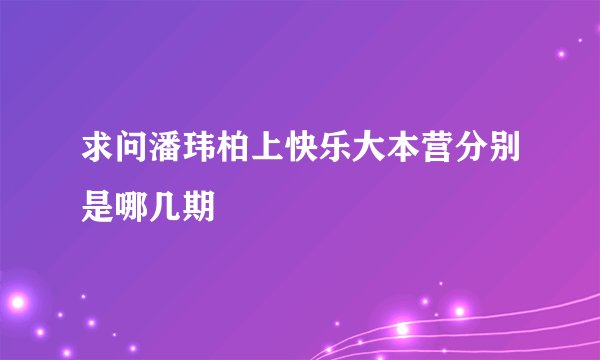 求问潘玮柏上快乐大本营分别是哪几期