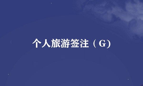 个人旅游签注（G)