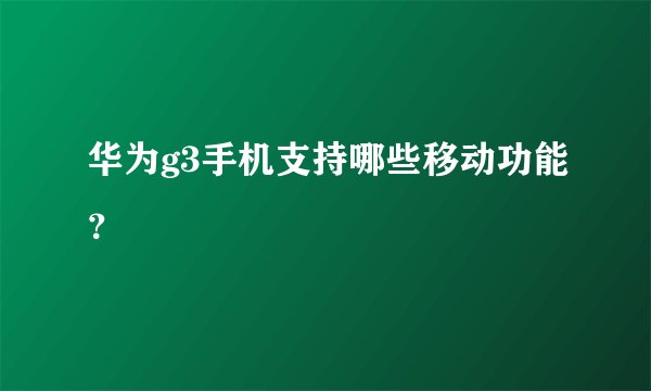 华为g3手机支持哪些移动功能？