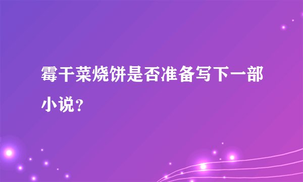 霉干菜烧饼是否准备写下一部小说?
