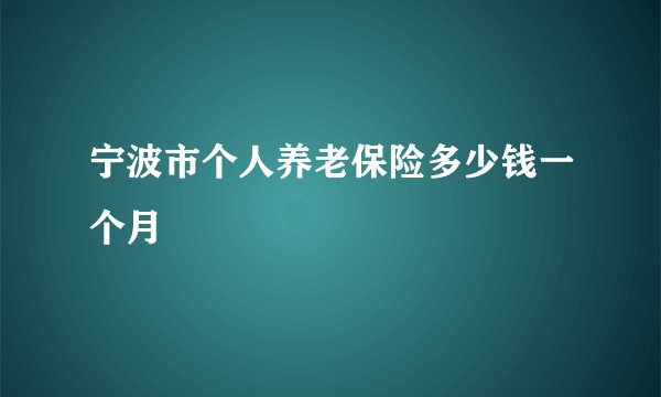 宁波市个人养老保险多少钱一个月