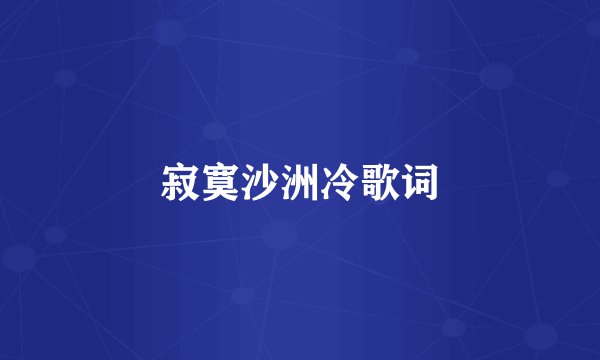 寂寞沙洲冷歌词