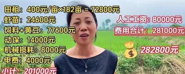 女子租182亩田养殖小龙虾共赚1800块,网友表示半信半疑!