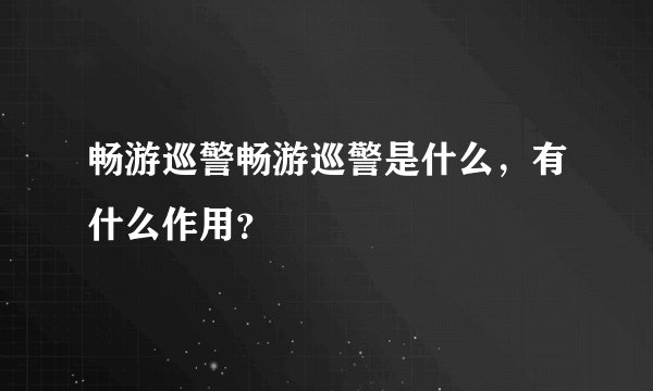 畅游巡警畅游巡警是什么，有什么作用？