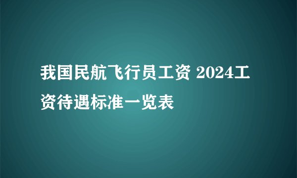 我国民航飞行员工资 2024工资待遇标准一览表