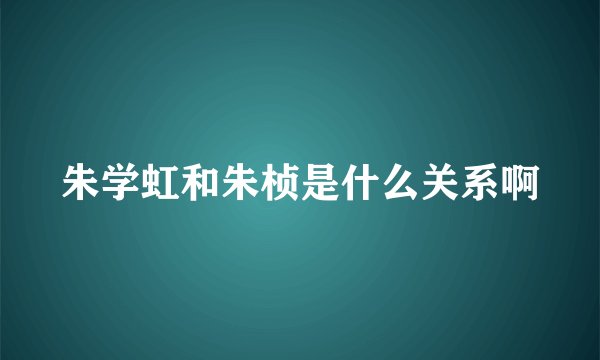 朱学虹和朱桢是什么关系啊