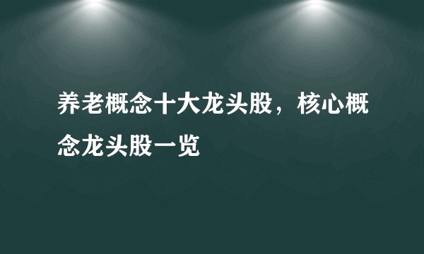 养老概念十大龙头股，核心概念龙头股一览