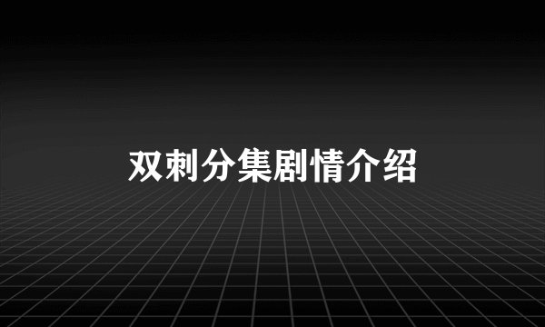 双刺分集剧情介绍