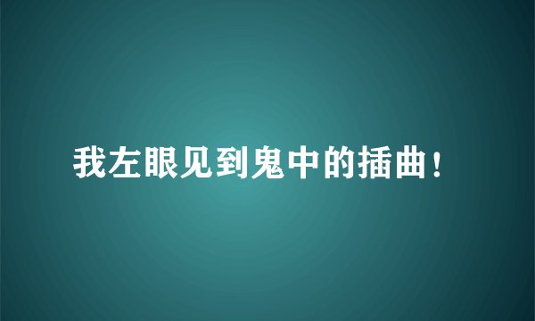 我左眼见到鬼中的插曲！