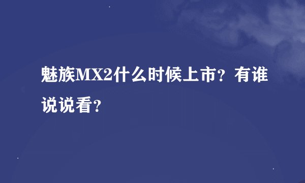 魅族MX2什么时候上市？有谁说说看？