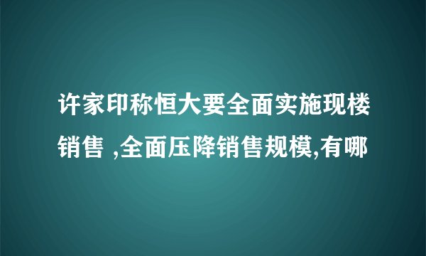 许家印称恒大要全面实施现楼销售 ,全面压降销售规模,有哪