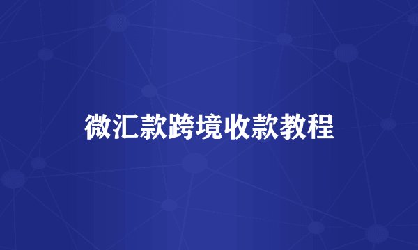 微汇款跨境收款教程