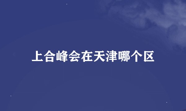上合峰会在天津哪个区