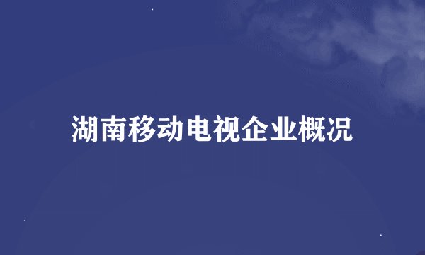 湖南移动电视企业概况