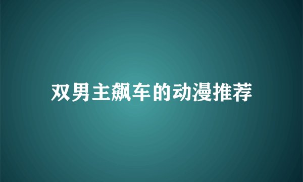 双男主飙车的动漫推荐