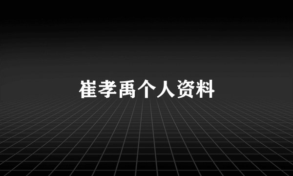 崔孝禹个人资料