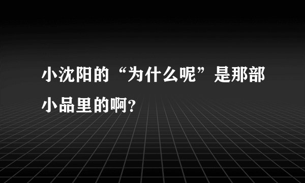 小沈阳的“为什么呢”是那部小品里的啊？