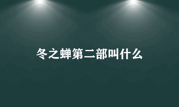 冬之蝉第二部叫什么