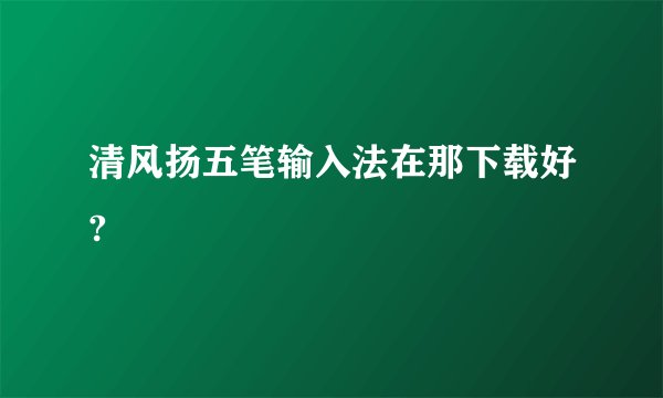 清风扬五笔输入法在那下载好?