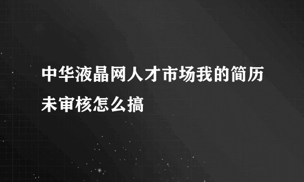 中华液晶网人才市场我的简历未审核怎么搞