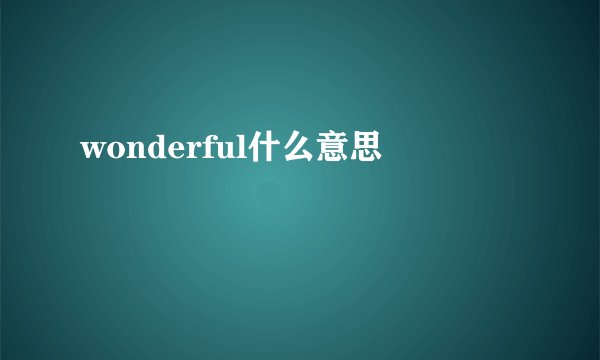 wonderful什么意思