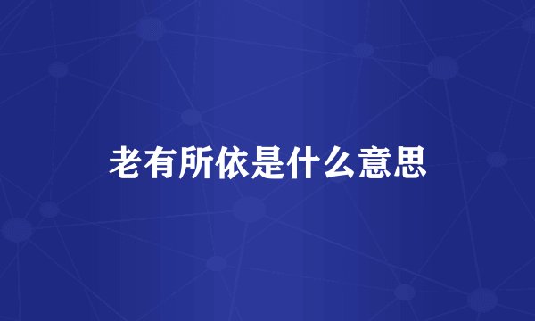 老有所依是什么意思