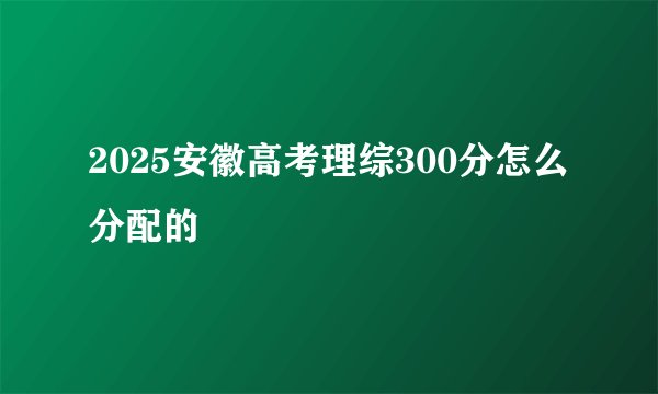2025安徽高考理综300分怎么分配的