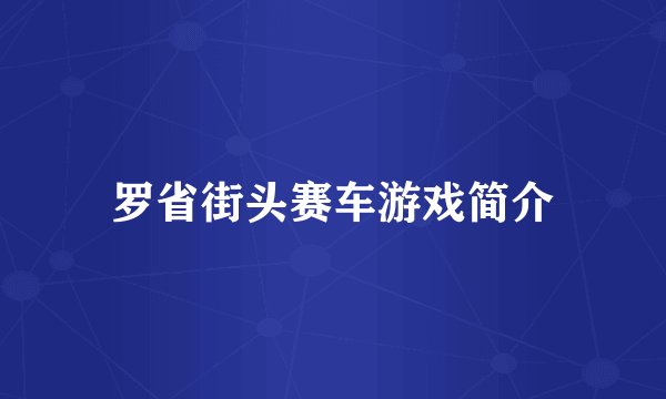 罗省街头赛车游戏简介