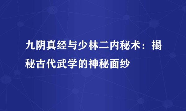 九阴真经与少林二内秘术：揭秘古代武学的神秘面纱
