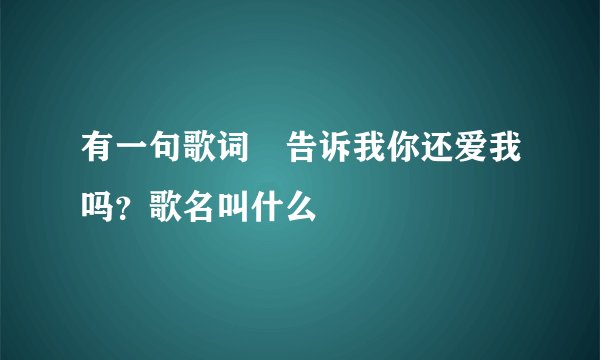 有一句歌词 告诉我你还爱我吗？歌名叫什么