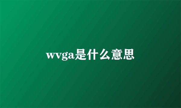 wvga是什么意思