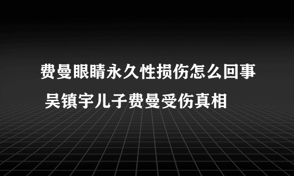 费曼眼睛永久性损伤怎么回事 吴镇宇儿子费曼受伤真相