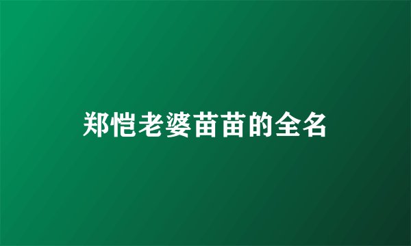 郑恺老婆苗苗的全名