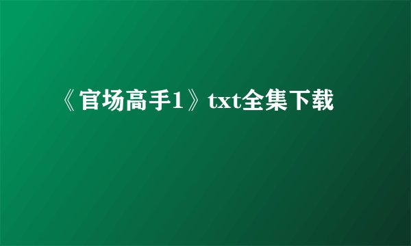 《官场高手1》txt全集下载