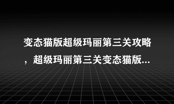 变态猫版超级玛丽第三关攻略，超级玛丽第三关变态猫版攻略解析
