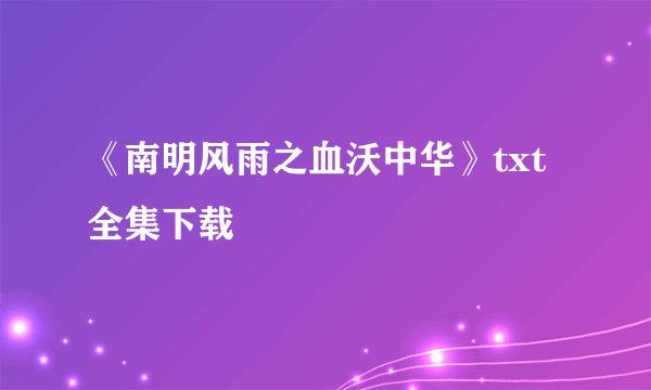 《南明风雨之血沃中华》txt全集下载