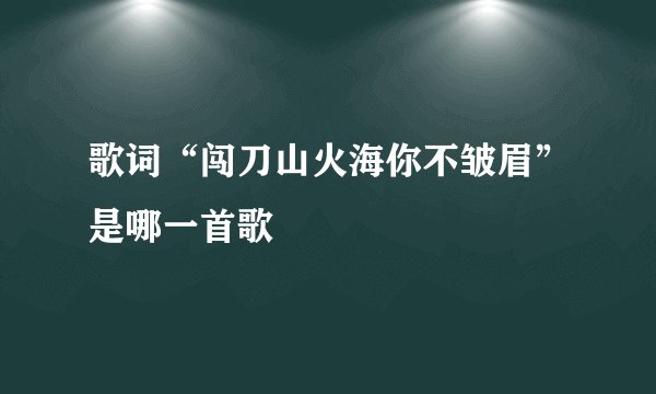 歌词“闯刀山火海你不皱眉”是哪一首歌