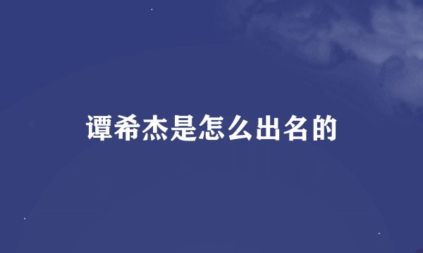 谭希杰是怎么出名的