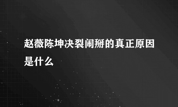 赵薇陈坤决裂闹掰的真正原因是什么