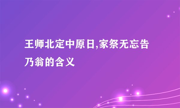 王师北定中原日,家祭无忘告乃翁的含义