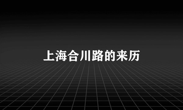上海合川路的来历