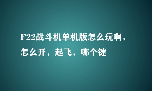 F22战斗机单机版怎么玩啊，怎么开，起飞，哪个键