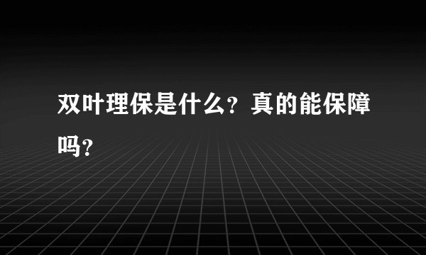 双叶理保是什么？真的能保障吗？