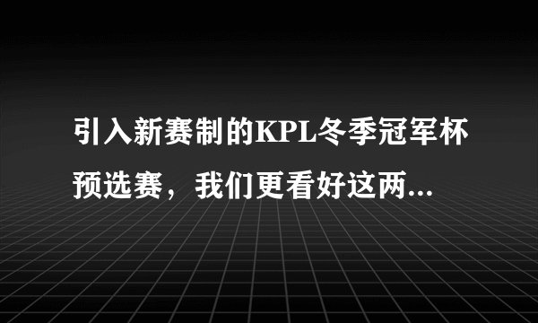 引入新赛制的KPL冬季冠军杯预选赛，我们更看好这两支战队出线！