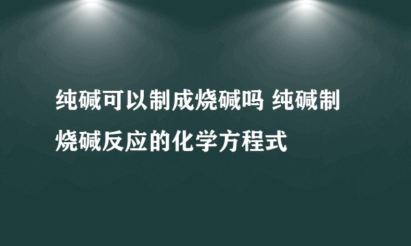 纯碱可以制成烧碱吗 纯碱制烧碱反应的化学方程式