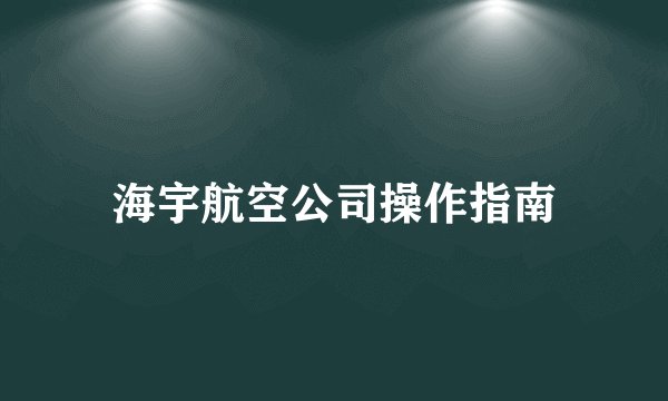 海宇航空公司操作指南