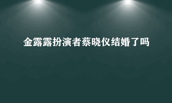 金露露扮演者蔡晓仪结婚了吗