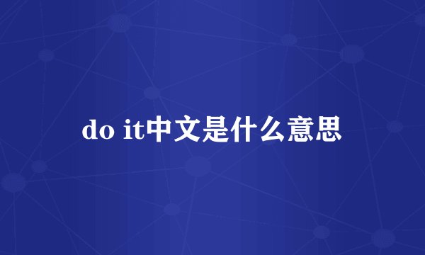 do it中文是什么意思